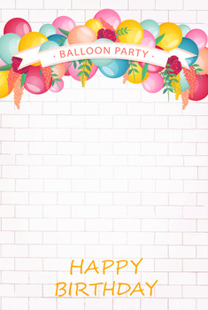 彩色气球生日快乐海报背景素材