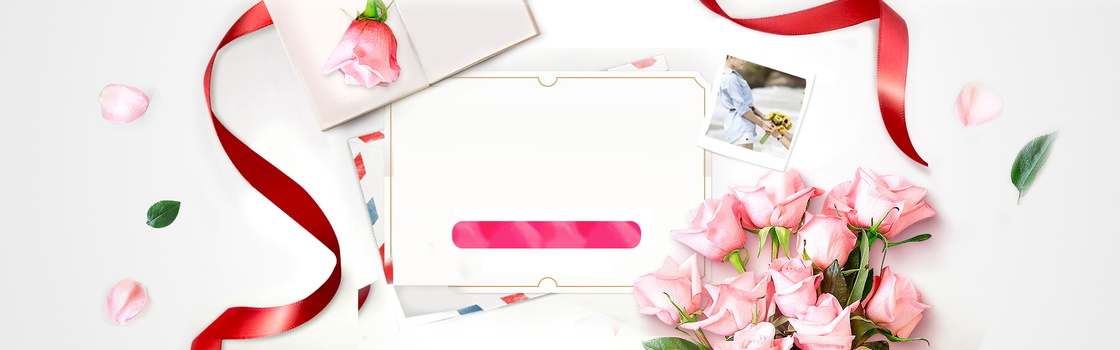 白色信封粉色玫瑰花淘宝情人节背景