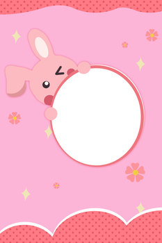粉色兔子边框小清新卡通风背景