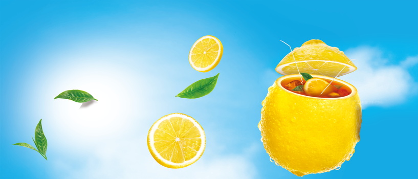 柠檬果汁海报背景