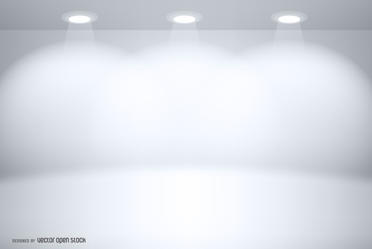 白色立体灯光展示房间背景素材