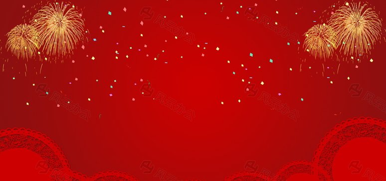 红色喜庆新年元宵电商海报背景烟花彩带装饰下载| 背景图片下载_风云