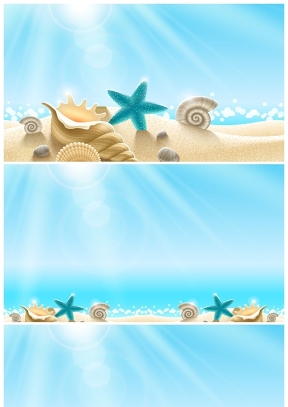 沙灘貝殼海星PPT背景圖片