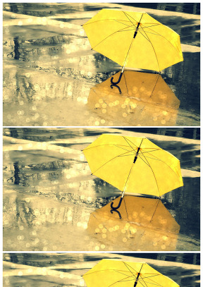 撐開的一把小黃傘浪漫雨夜ppt背景圖片