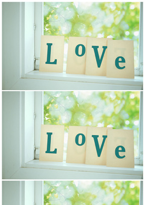 LOVE文字木板浪漫背景圖片