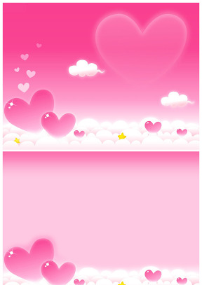 云端的愛心卡通矢量粉色背景圖片