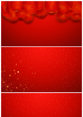 大紅燈籠喜慶紅傳統春節幻燈片背景（3張）