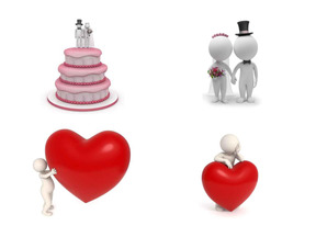 愛情婚姻家庭3D小人PPT素材