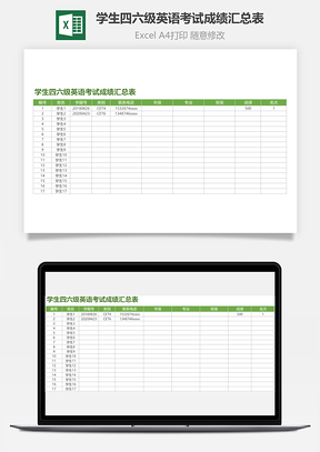 學生四六級英語考試成績匯總表