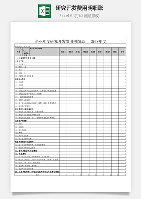 研究開發(fā)費用明細(xì)賬