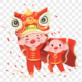  2019年猪年春节插画系列春联