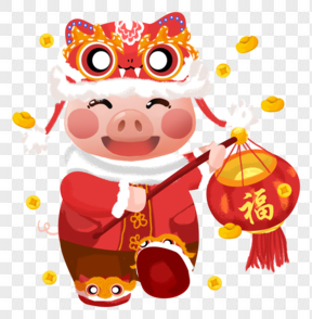 春节节日过年新年福字猪猪灯笼