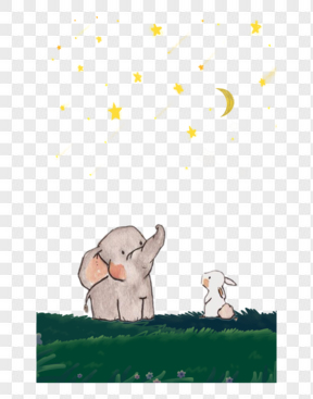 小象与小兔子看星星