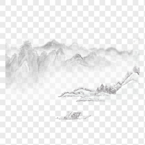手绘山画中国风素材