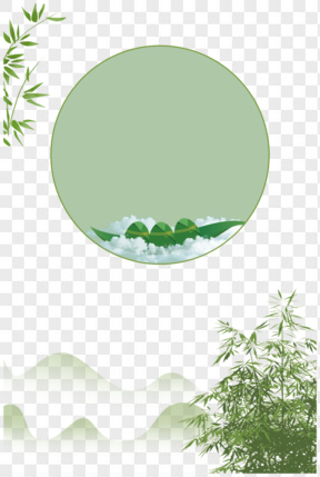  绿色山水端午节边框透明图