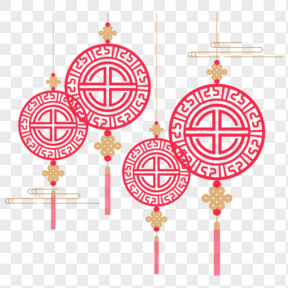 红色简约中国结装饰图案