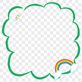 可爱卡通绿色彩虹纸飞机边框