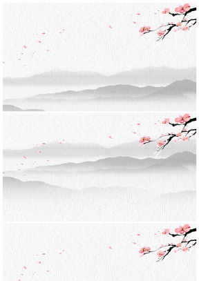 枝头桃花水墨山川褶皱怀旧纸张中国风高清背景（6张）