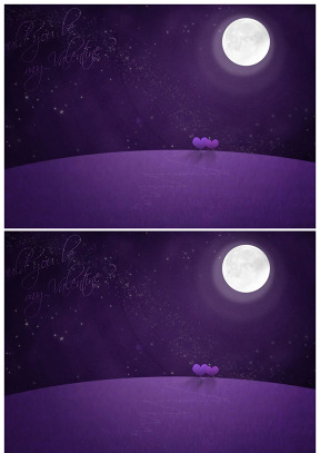 圆月浪漫紫色夜空爱情ppt背景图片