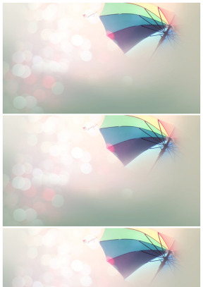 彩色雨伞 朦胧光斑ppt图片