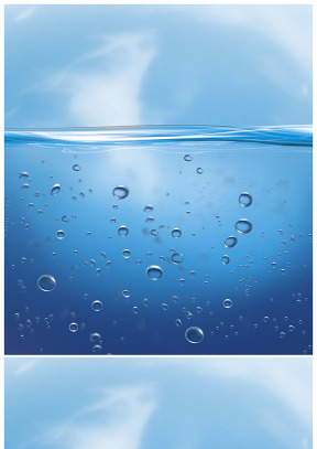 清凉淡雅蓝水与气泡图片
