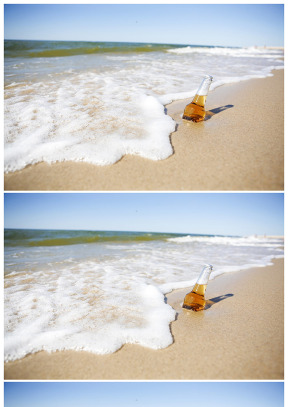 浪花 沙滩 玻璃瓶浪漫背景图片