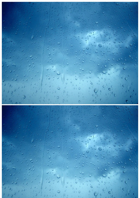 玻璃上的水珠蓝天白云合成背景图片