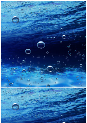 水下升腾的气泡蓝色背景图片