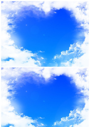 白云围成的心形蓝色天空ppt背景图片