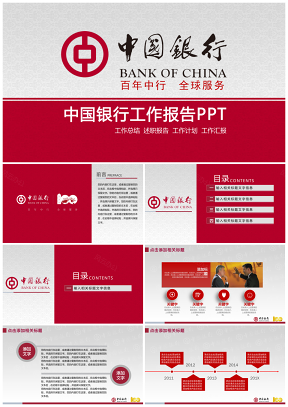 红色中国银行专项PPT设计