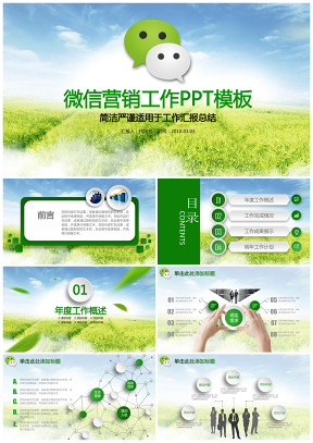 绿色微立体微信营销微信公众号IT科技工作总结计划推广动态PPT