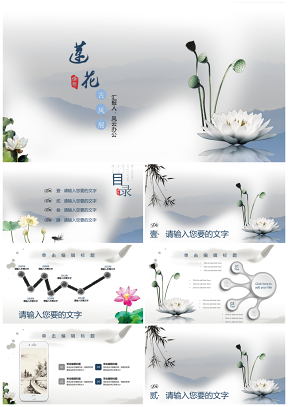 中国风高洁文雅莲花展示模板