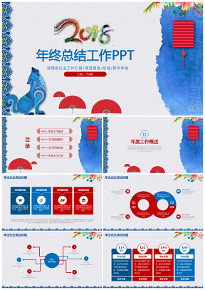 喜庆中国风商务年终总结工作汇报动态PPT模板