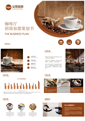 招商加盟-咖啡厅企业介绍商业计划书PPT模板
