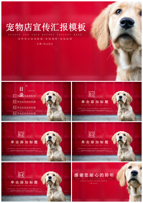 PPT主题框架宠物店产品宣传汇报模板