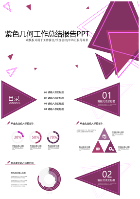 紫色几何工作总结报告PPT