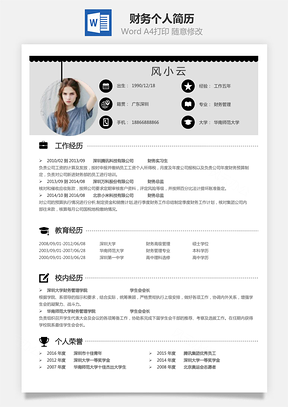 【財務(wù)簡歷】個人簡歷M1006