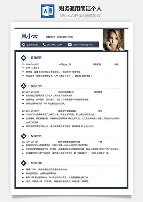 【財務簡歷】通用簡潔個人808