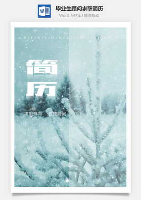 應(yīng)屆畢業(yè)生唯美雪景管理顧問個人求職簡歷