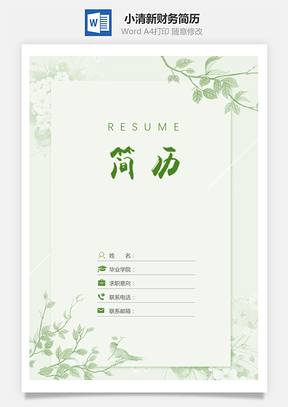 小清新財(cái)務(wù)簡(jiǎn)歷套裝8