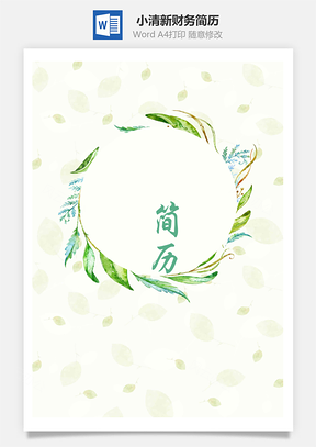 小清新財(cái)務(wù)簡(jiǎn)歷套裝