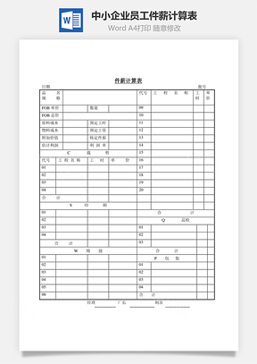 中小企業(yè)員工件薪計(jì)算表