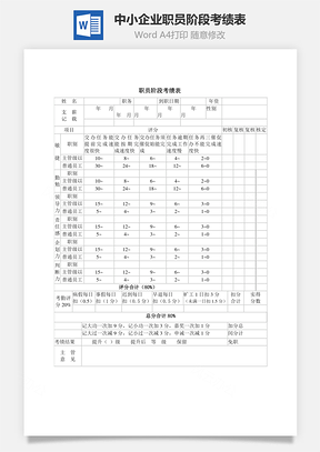 中小企業職員階段考績表