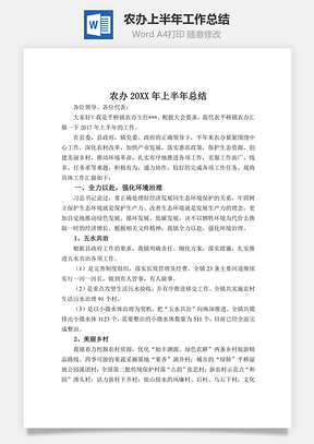 農辦上半年工作總結word文檔