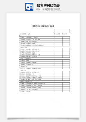 顧客應對檢查表Word文檔