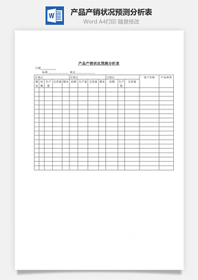 產品產銷狀況預測分析表Word文檔