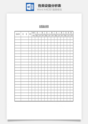 各類設備分析表Word文檔