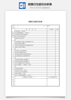 部屬行為意識(shí)分析表Word文檔