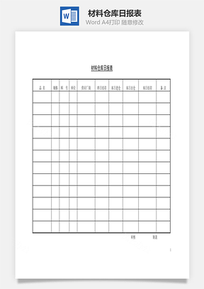 材料仓库日报表Word文档