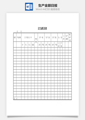 生產(chǎn)金額日報Word文檔